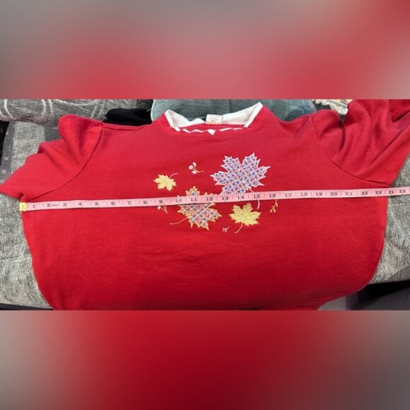 Vintage 90’s Adrian Delafield Fall Leaves Sweater Granny Autumn Cottagecore Sz L - Picture 7 of 9